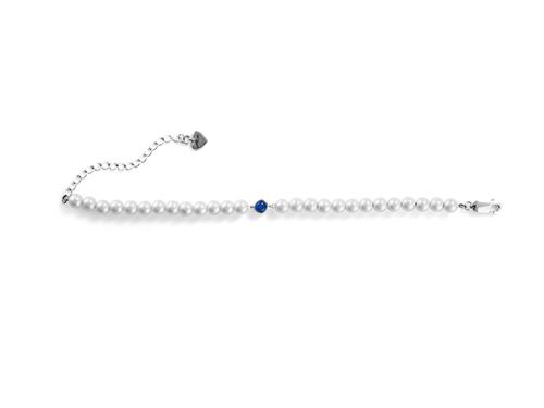 Bracciale in Argento con Perle e Zircone Blu