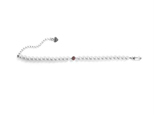 Bracciale in Argento con Perle e Zircone Rosso