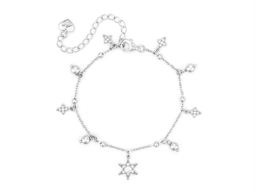 Bracciale in Argento con Stelle Pendenti e Sfere