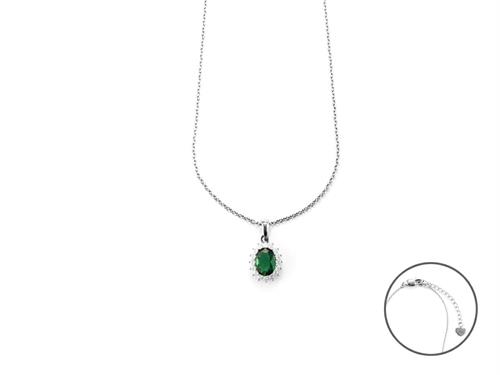 Collana in Argento con Pendente Zirconi Verde