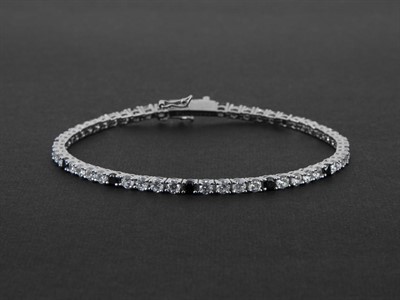 Tennis in Argento con Zirconi Bianchi/Neri