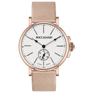 Orologio con quadrante bianco e maglia Milano rosata
