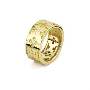 Anello Fascia Grande con motivo floreale e zirconi