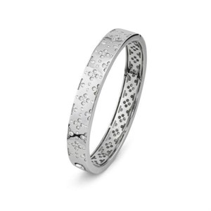 Bracciale rigido con motivo floreale e zirconi