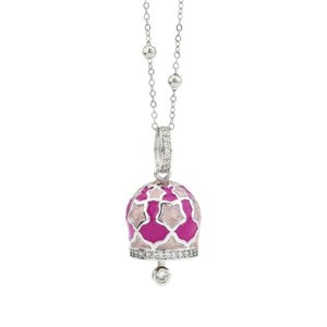 Collana campanella con stelle rosa smaltate e Zirconi
