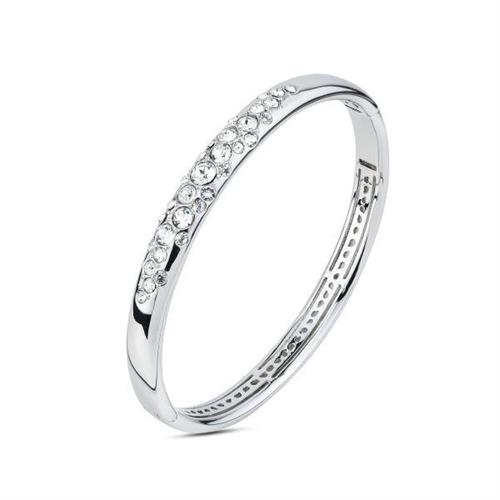 Bracciale rigido rodiato con decoro centrale di cristalli