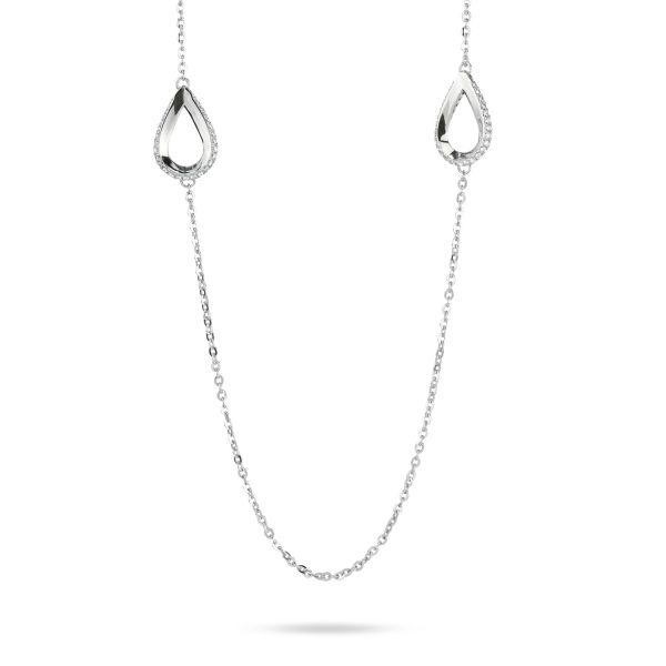 Collana lunga con moduli a goccia con pavè