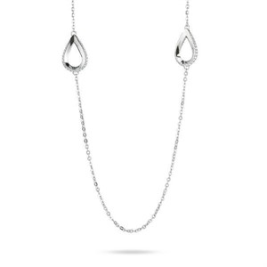 Collana lunga con moduli a goccia con pavè