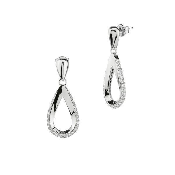 Orecchini pendenti con moduli a goccia con pavè di zirconi