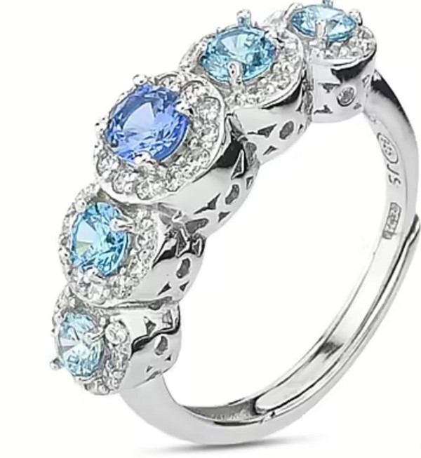 Anello Veretta DegradÞ Centro e Contorno Azzurro