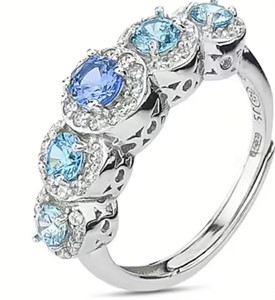 Anello Veretta DegradÞ Centro e Contorno Azzurro