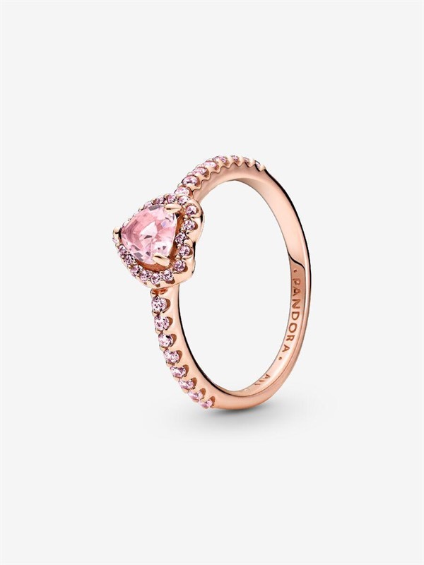 Anello Cuore in Rilievo Rosa