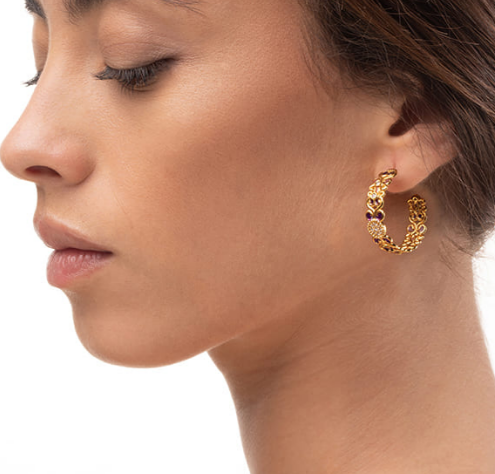 Orecchini Boccole Piccola Viola Lapilli