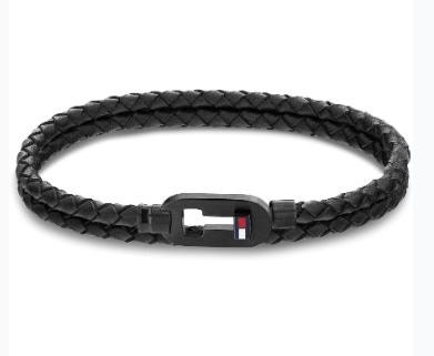 Bracciale In Cuoio Nero Tommy Hilfinger