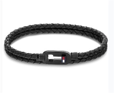 Bracciale In Cuoio Nero Tommy Hilfinger