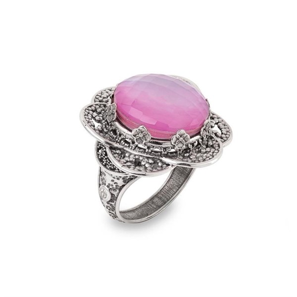 Anello con Pietra Cab. Sfacc. Ninfea Rosa