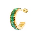 Mono Orecchino Dorato Tennis Cerchio Verde