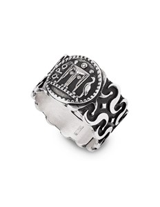 Anello Fascione con Greca a due File e Moneta