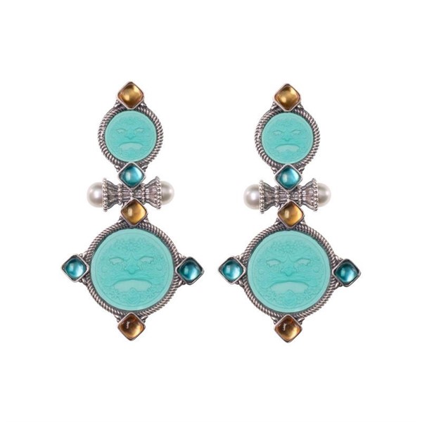 Orecchini Paste Vitree con Maschera e Cristalli