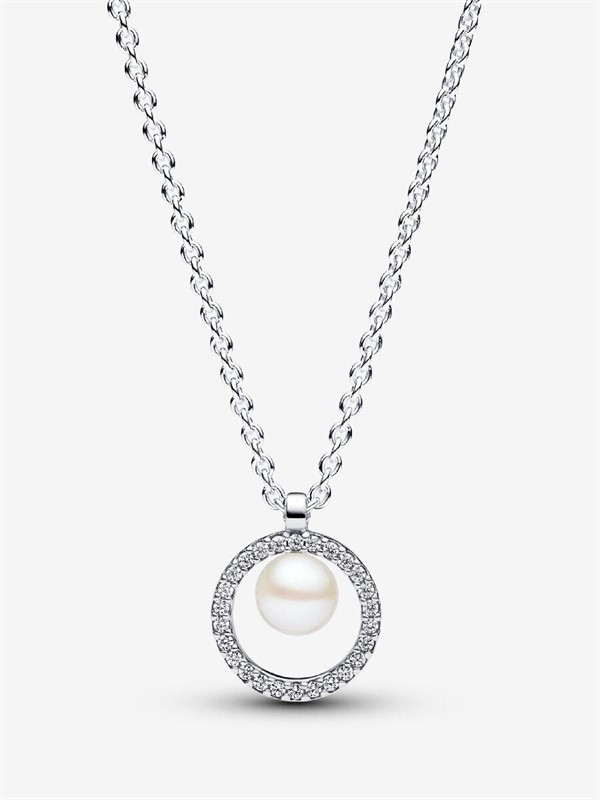 Collana con Perla d'Acqua Dolce Coltivata e Pavè