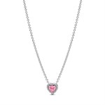 Collana Cuore in Rilievo Rosa