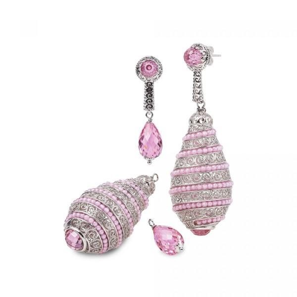 Orecchini Sfaccettati Mod Fuso Rosa